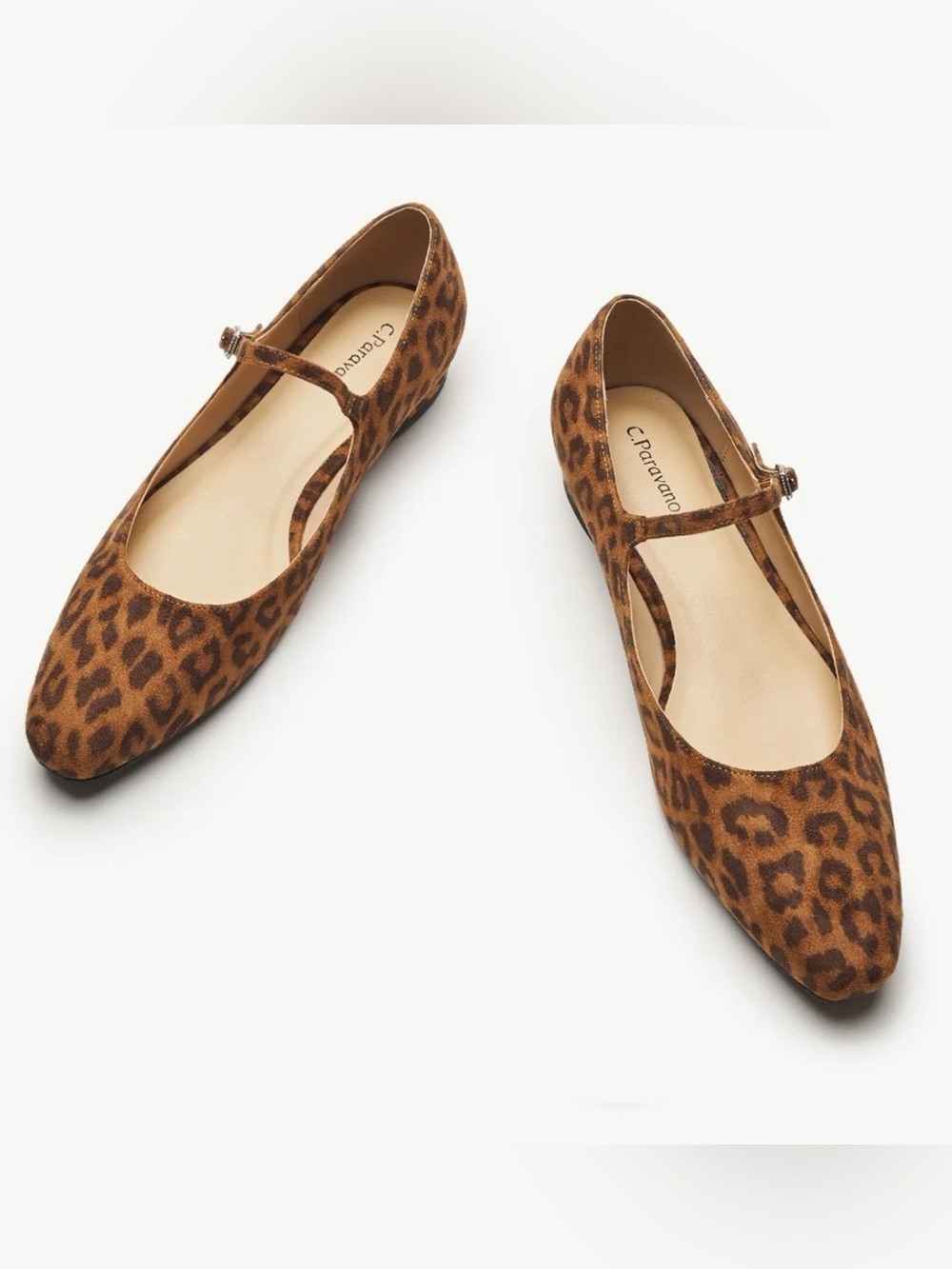 NEW C.PARAVANO Mary Jane Suede Leopard Print Flats Brown Leopard Size Women’s 8